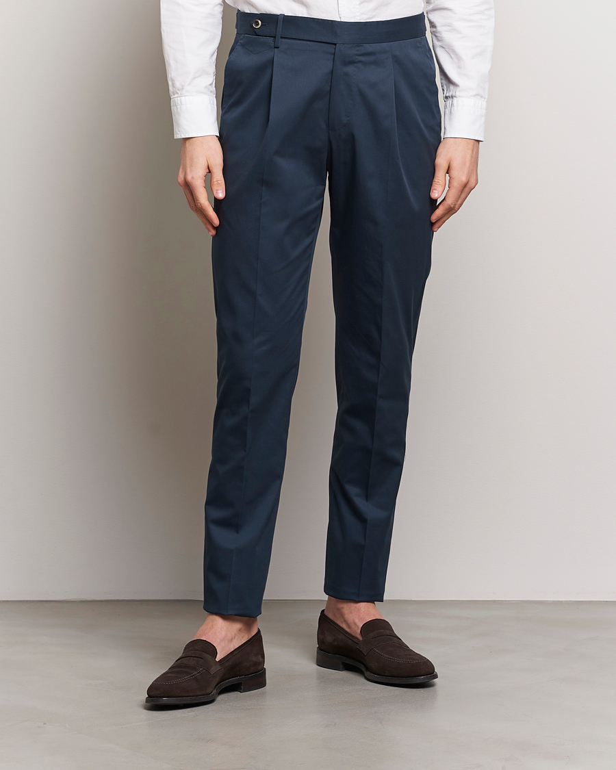 Herre | Italian Department | PT01 | Gentleman Fit Cotton/Stretch Chinos Navy