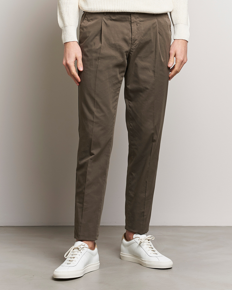 Herre | Tøj | PT01 | Slim Fit Garment Dyed Stretch Chinos Dark Brown