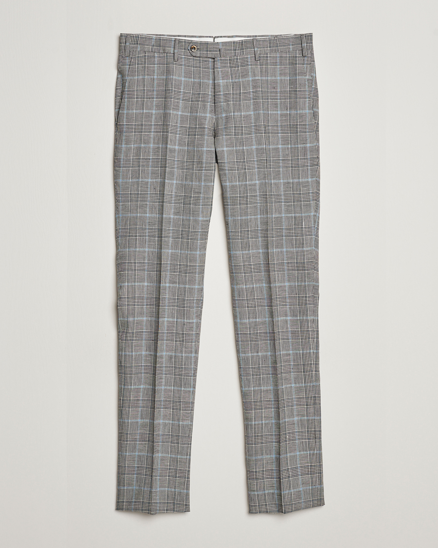 Herr |  | PT01 | Slim Fit Glencheck Trousers Grey/Blue