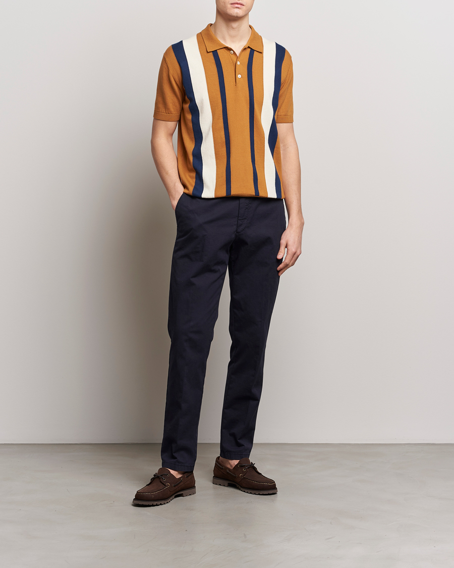 Herre | Polotrøjer | Baracuta | Stripe Knitted Short Sleeve Polo Pumpkin Spice