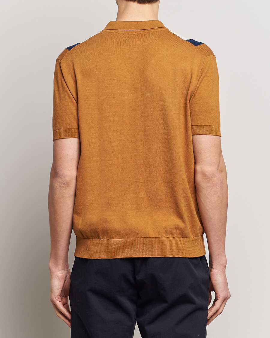 Herre | Polotrøjer | Baracuta | Stripe Knitted Short Sleeve Polo Pumpkin Spice