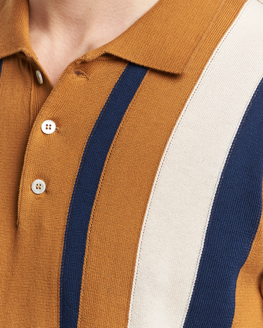 Herre | Polotrøjer | Baracuta | Stripe Knitted Short Sleeve Polo Pumpkin Spice