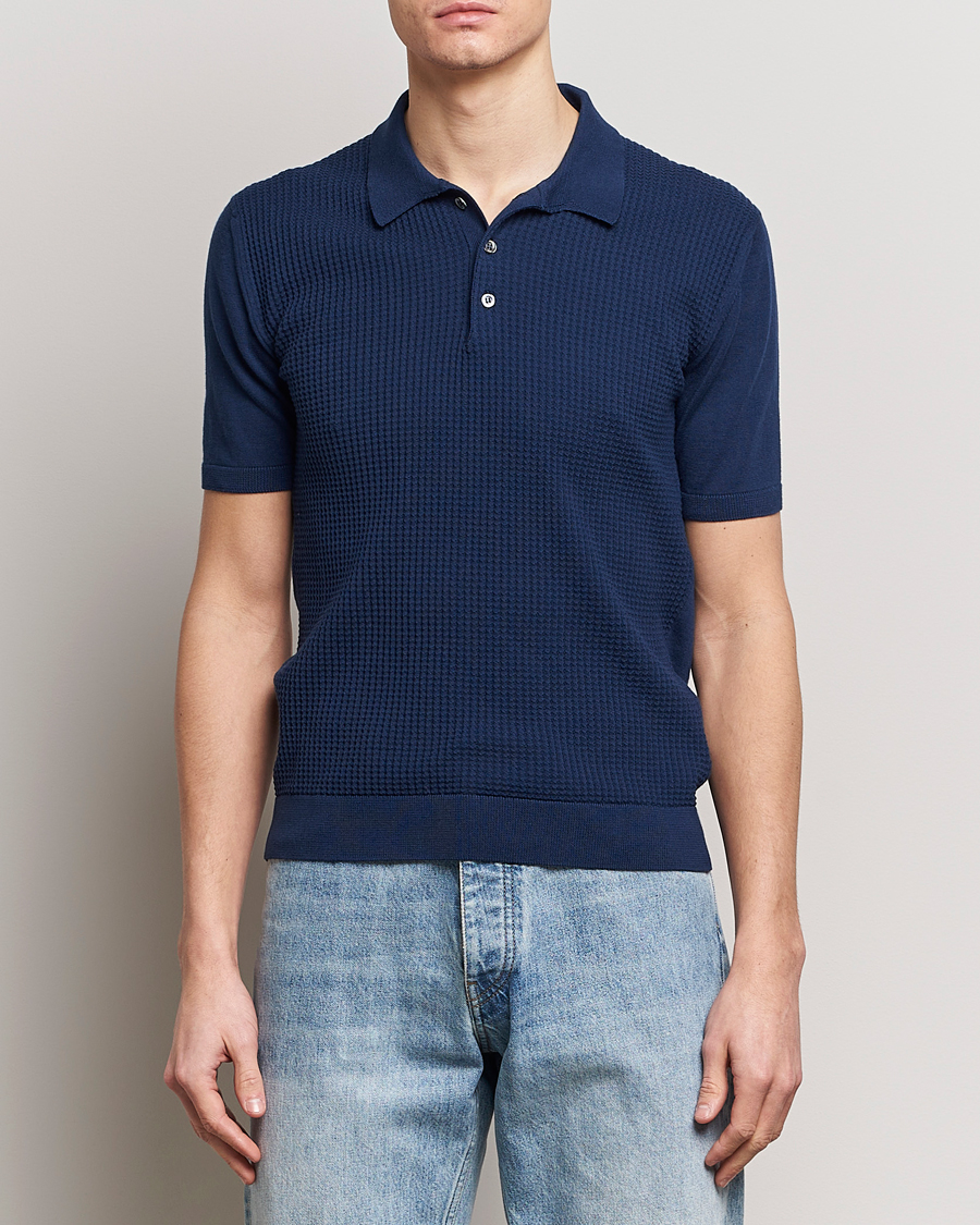 Herr |  | Baracuta | Waffle Knitted Polo Navy