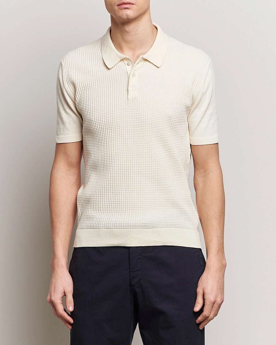 Herre | Preppy Authentic | Baracuta | Waffle Knitted Polo Ivory