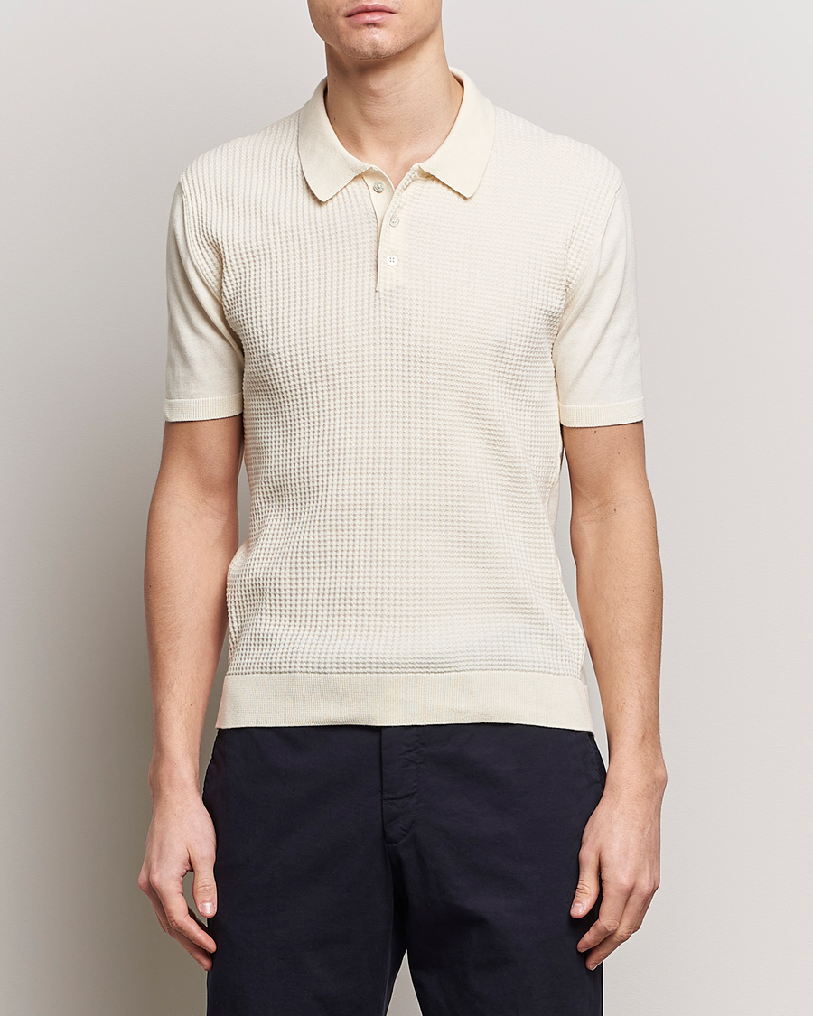 Herr |  | Baracuta | Waffle Knitted Polo Ivory