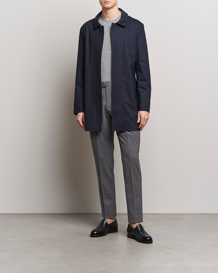 Herre | Jakker | UBR | Sky Fall Savile Waterproof Wool Coat Dark Navy