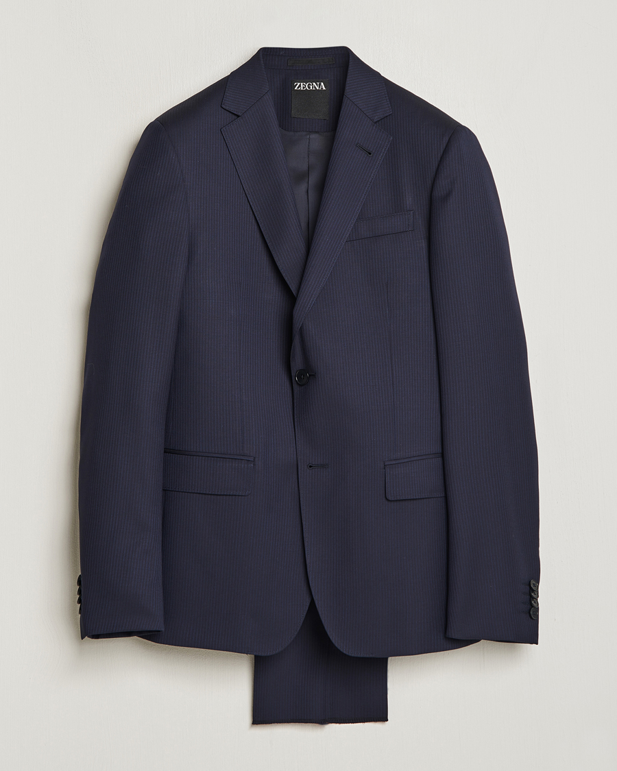 Herre | Jakkesæt | Zegna | Tailored Wool Striped Suit Navy