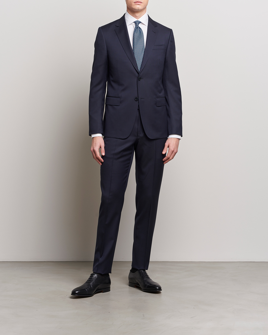Herre | Luxury Brands | Zegna | Tailored Wool Striped Suit Navy
