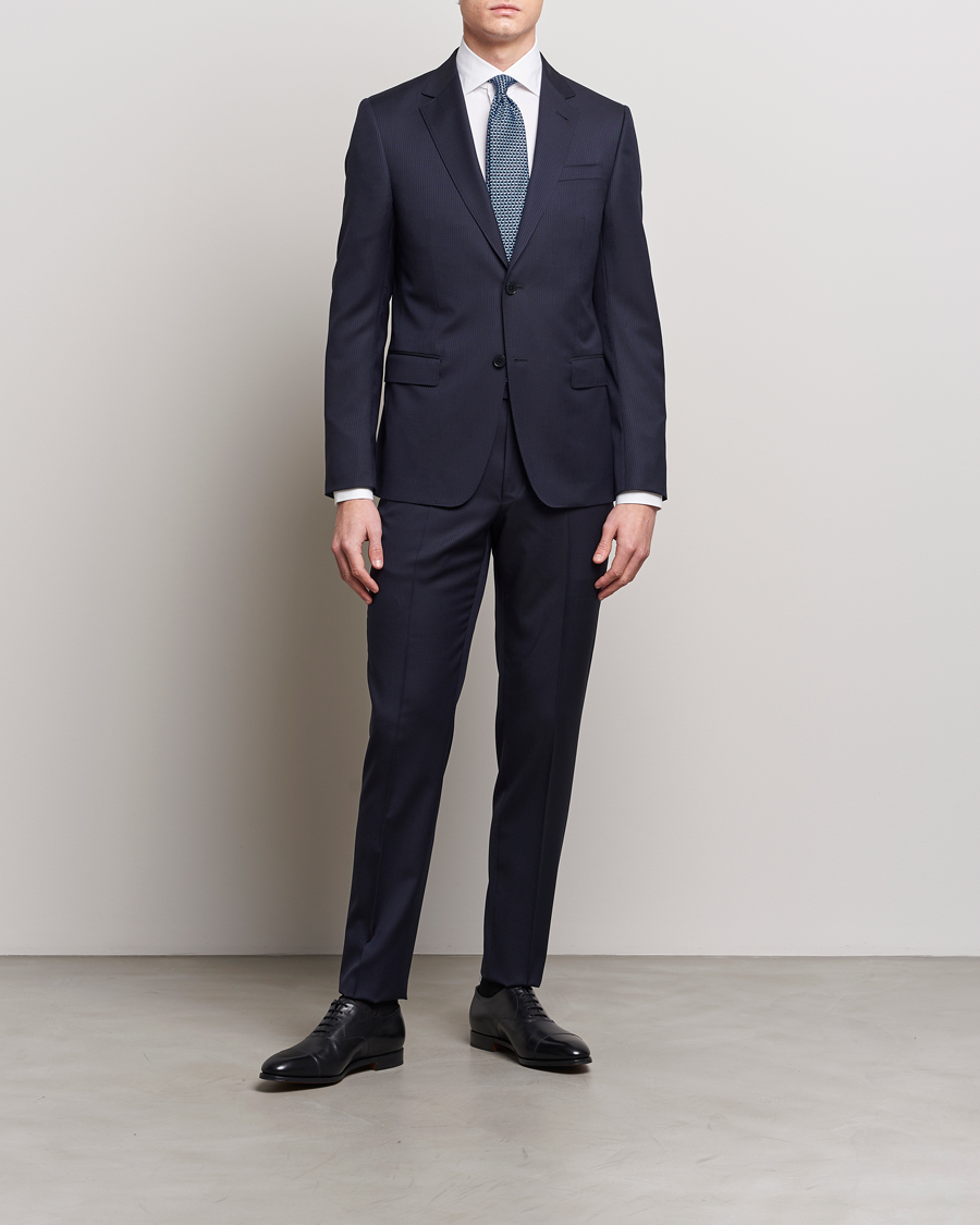 Herre |  | Zegna | Tailored Wool Striped Suit Navy