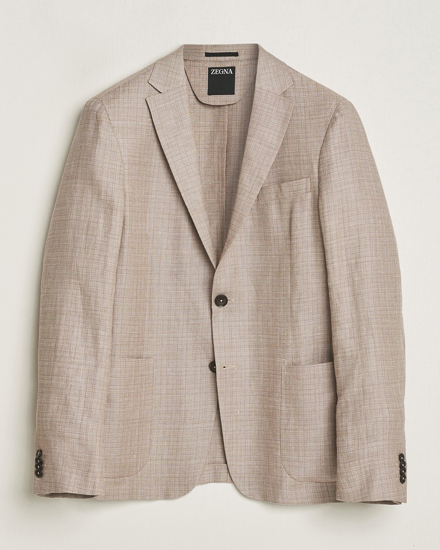 Herre | Blazere & jakker | Zegna | Unconstructed Linen Blend Blazer Brown