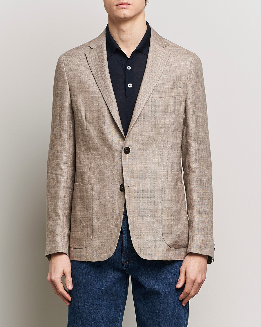 Herre | Hørblazer | Zegna | Unconstructed Linen Blend Blazer Brown