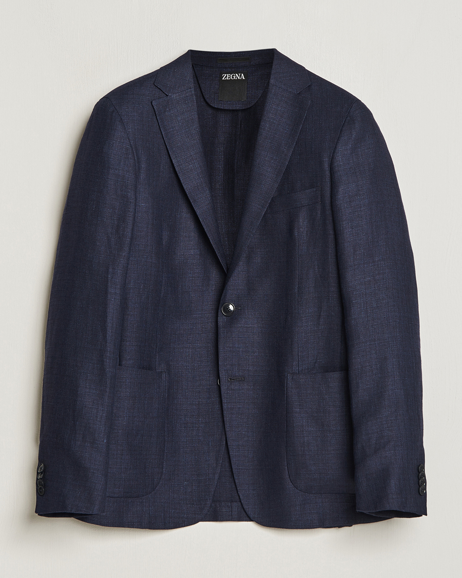 Herre | Blazere & jakker | Zegna | Unconstructed Linen Blend Blazer Navy