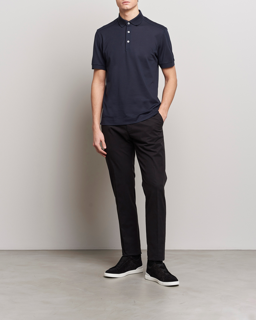 Herre | Polotrøjer | Zegna | Cotton/Silk Polo Navy