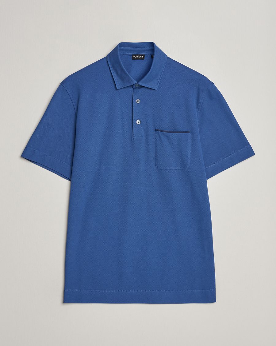 Herre | Polotrøjer | Zegna | Short Sleeve Pocket Polo Blue
