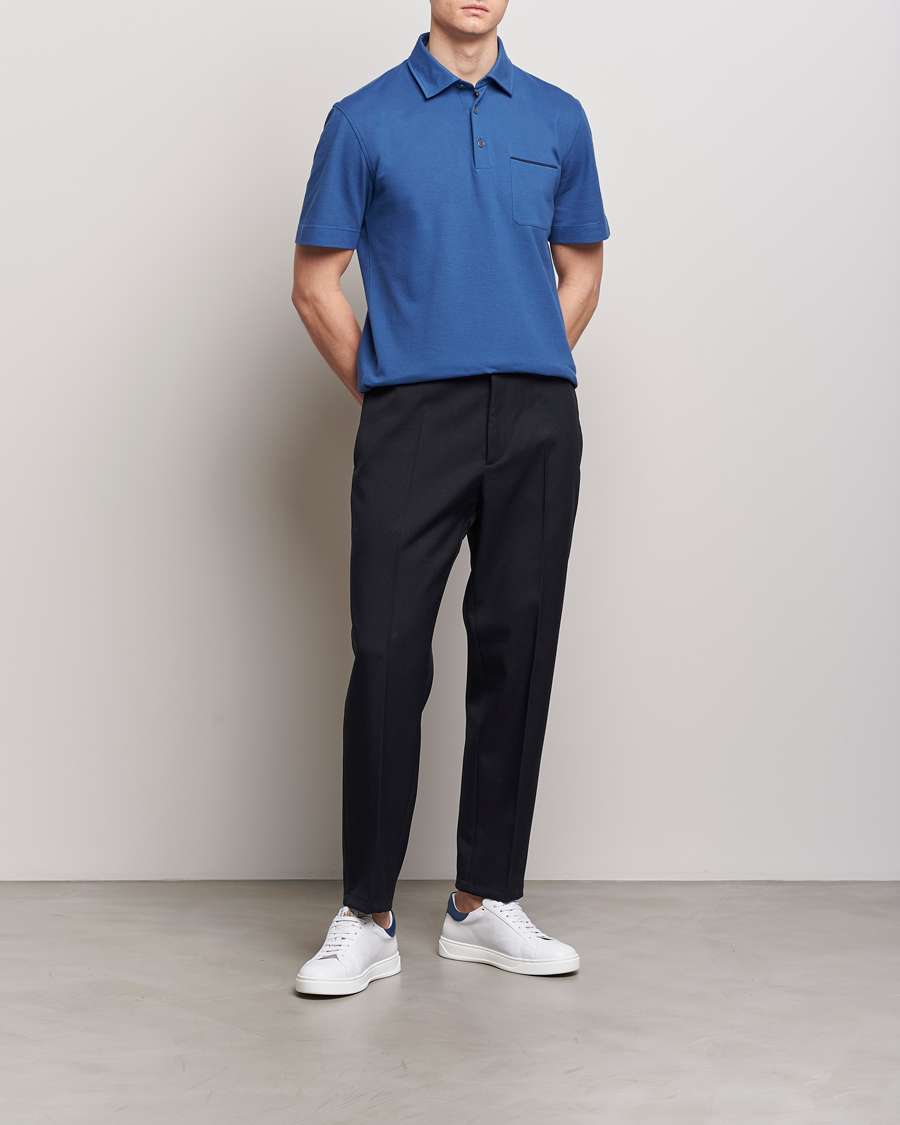 Herre | Polotrøjer | Zegna | Short Sleeve Pocket Polo Blue