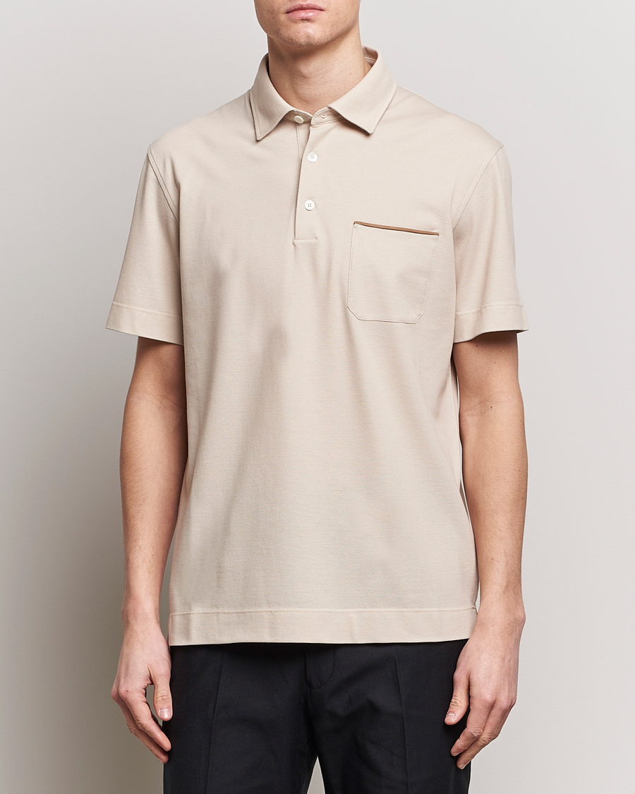 Herre | Afdelinger | Zegna | Short Sleeve Pocket Polo Beige