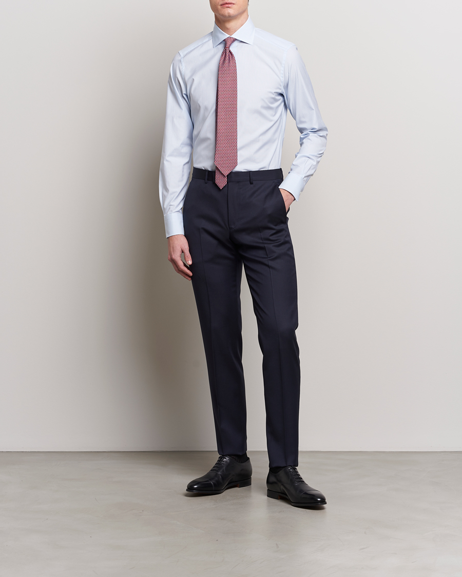 Herre | Skjorter | Zegna | Slim Fit Dress Shirt Light Blue Check