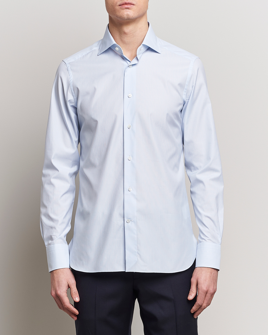 Herre | Skjorter | Zegna | Slim Fit Dress Shirt Light Blue Check