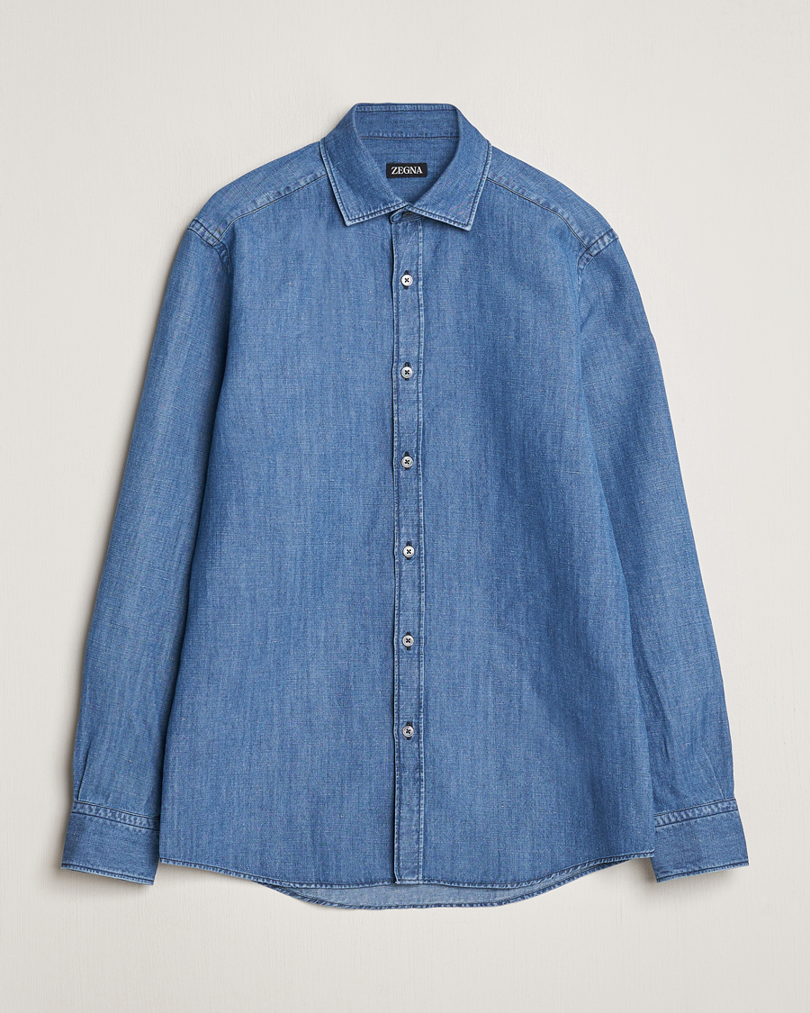 Herre | Skjorter | Zegna | Slim Fit Denim Shirt Stone Wash