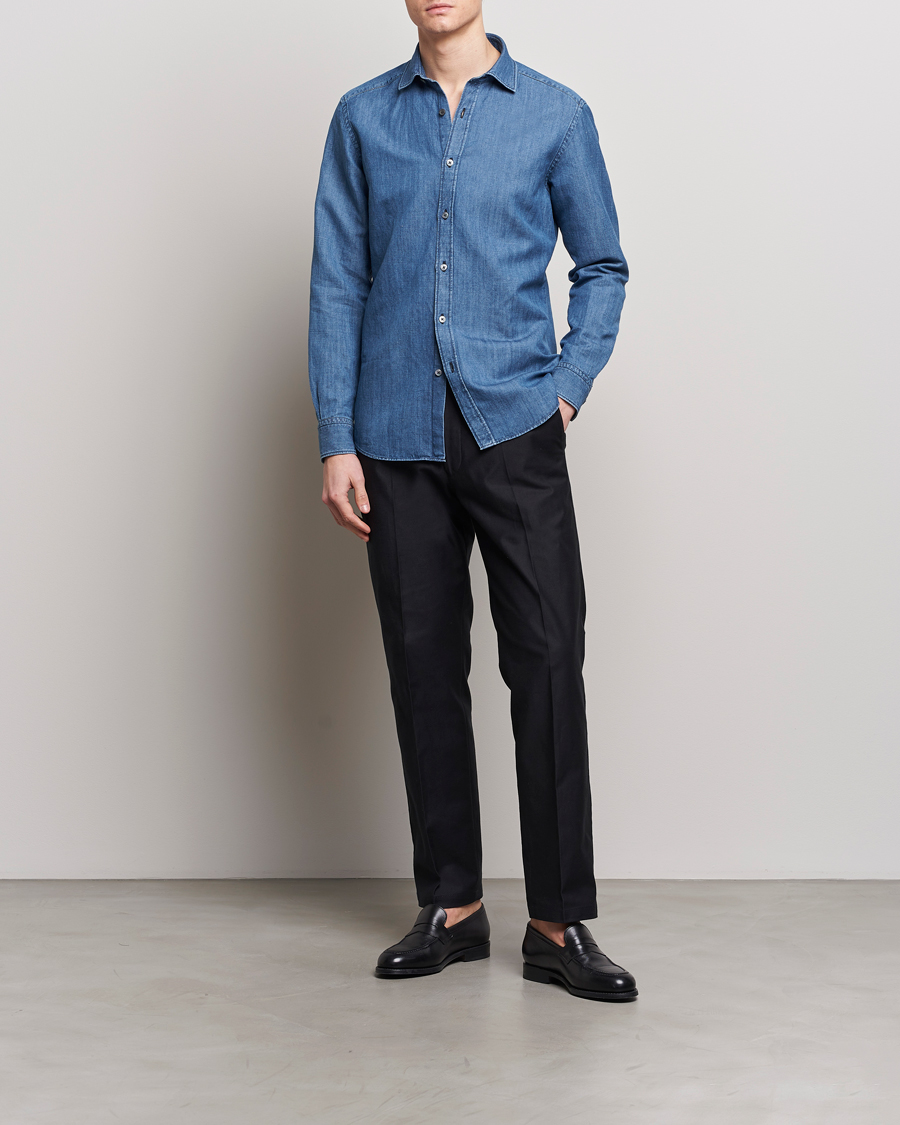 Herre | Skjorter | Zegna | Slim Fit Denim Shirt Stone Wash