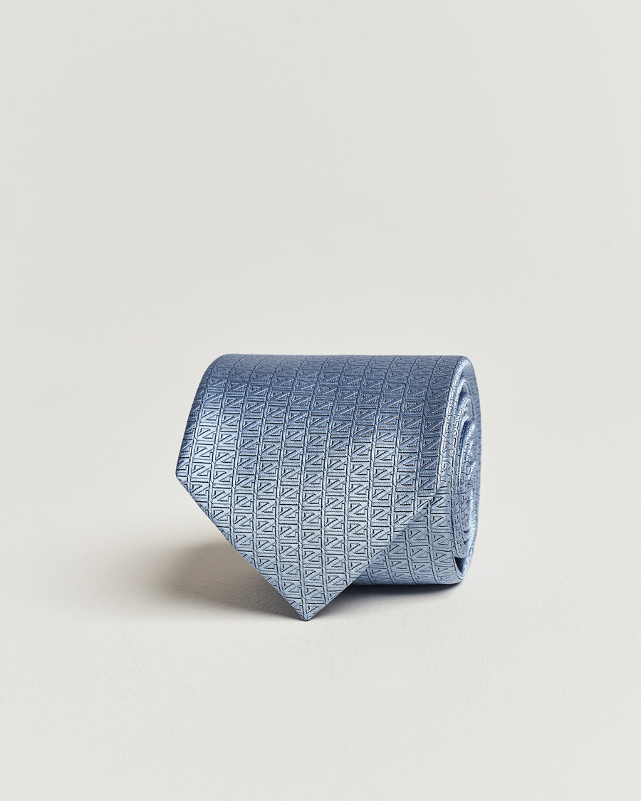 Herre |  | Zegna | Monogram Silk Tie Light Blue