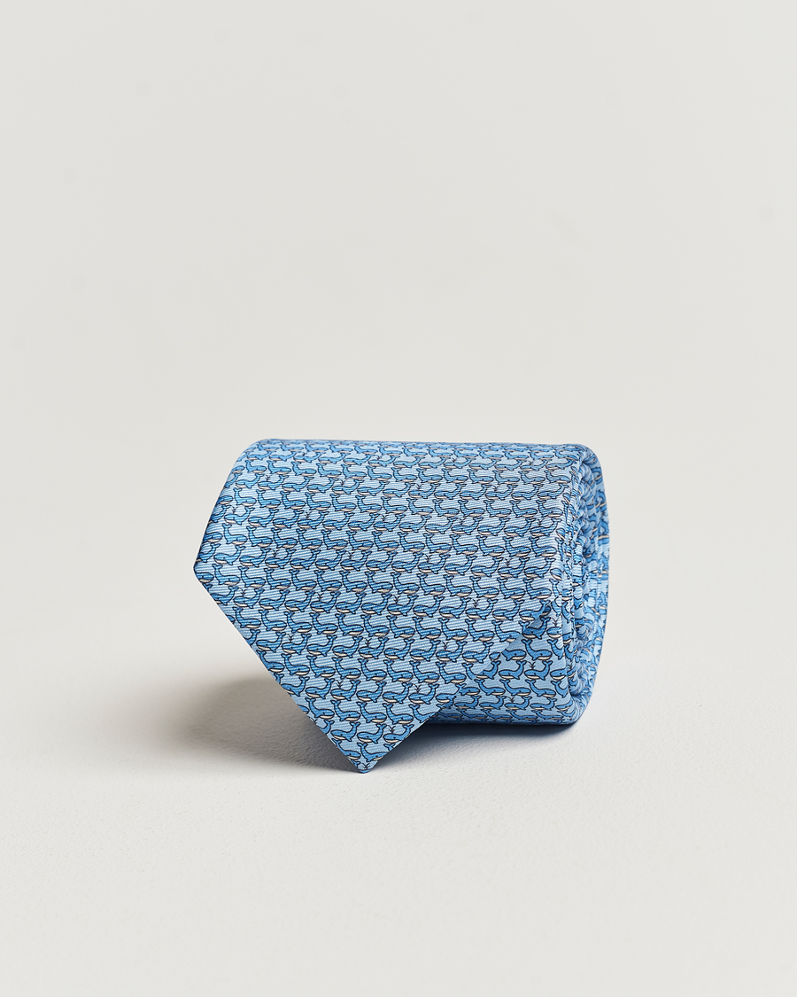 Herre |  | Zegna | Animal Print Silk Tie Light Blue