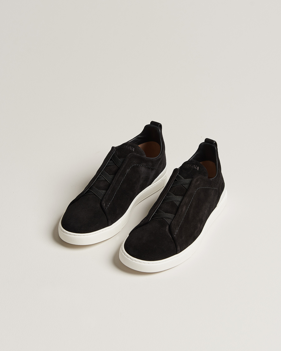 Herre | Zegna Triple Stitch Sneakers Black Suede | Zegna | Triple Stitch Sneakers Black Suede
