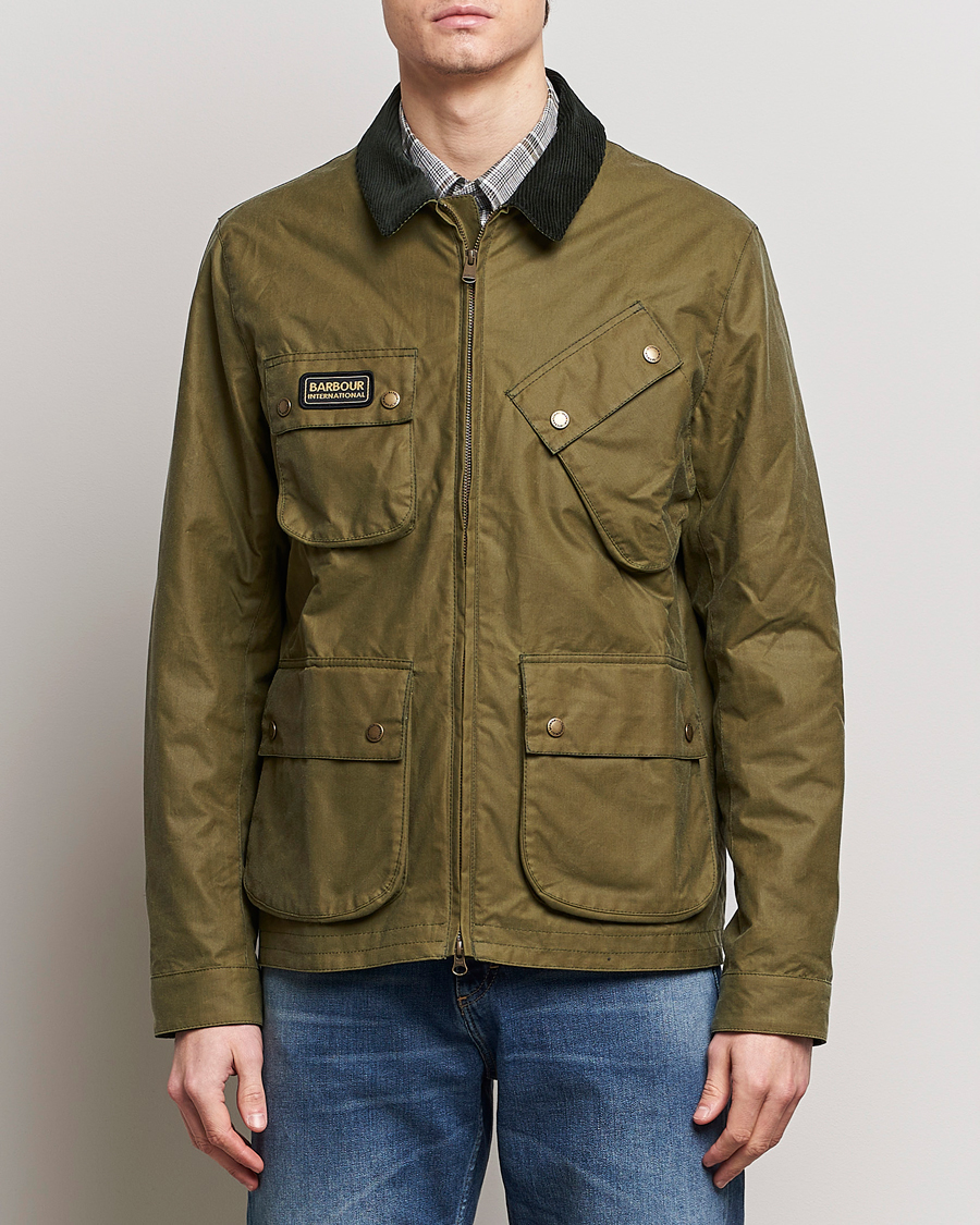 Herr |  | Barbour International | Sefton Waxed Jacket Olive Branch