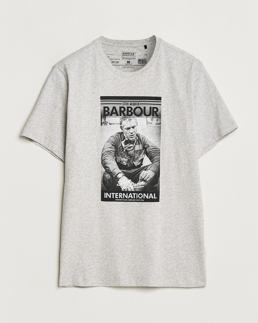 Herre | T-Shirts | Barbour International | Mount Steve McQueen T-Shirt Grey Marl