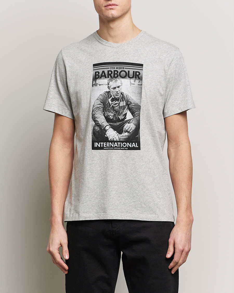 Herre | T-Shirts | Barbour International | Mount Steve McQueen T-Shirt Grey Marl