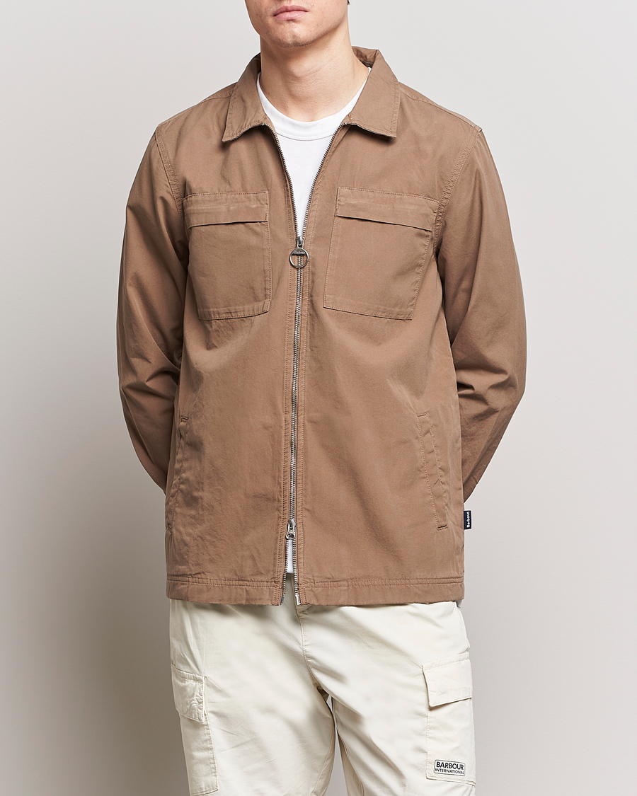 Herre | Skjorter | Barbour Lifestyle | Glendale Cotton Zip Overshirt Military Brown