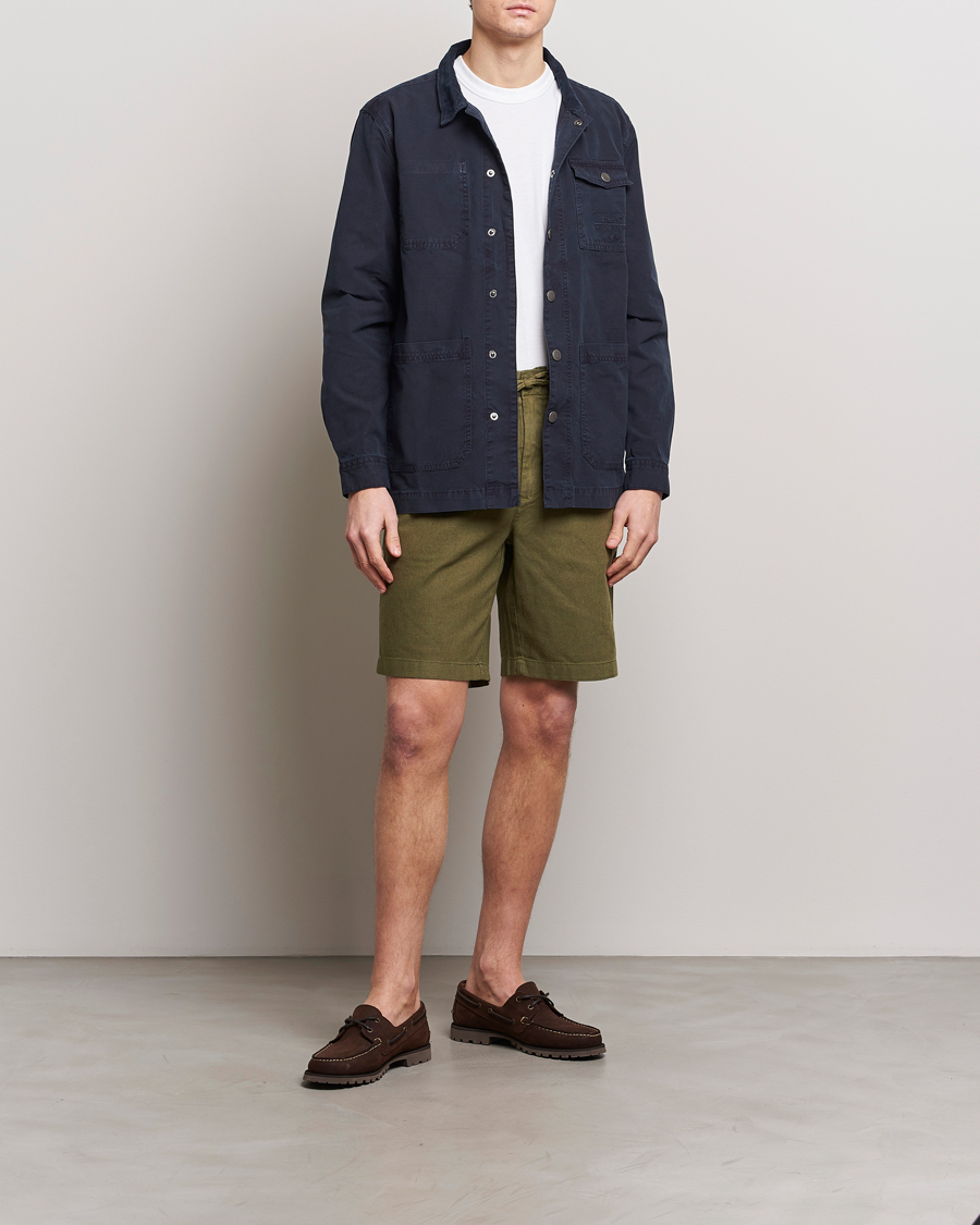 Herre | Shorts | Barbour Lifestyle | Linen/Cotton Drawstring Shorts Military Green