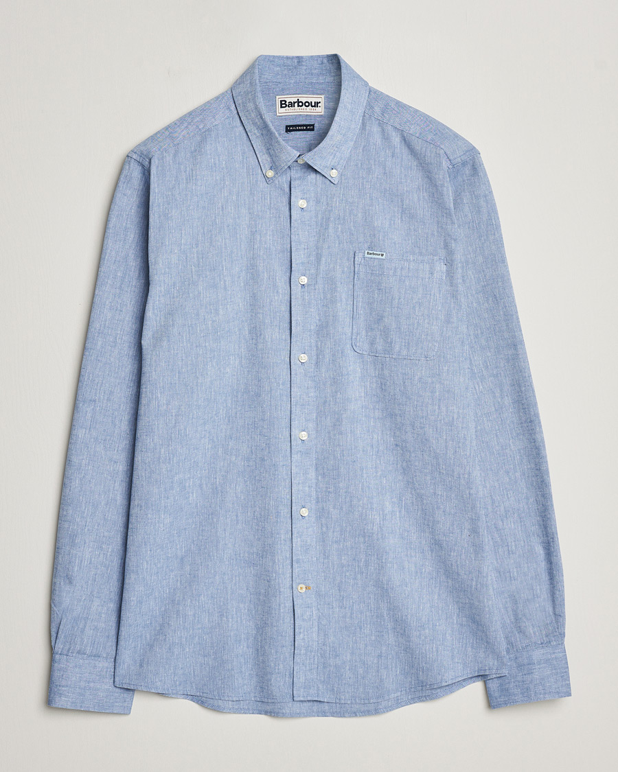 Herre |  | Barbour Lifestyle | Nelson Linen/Cotton Button Down Shirt Blue