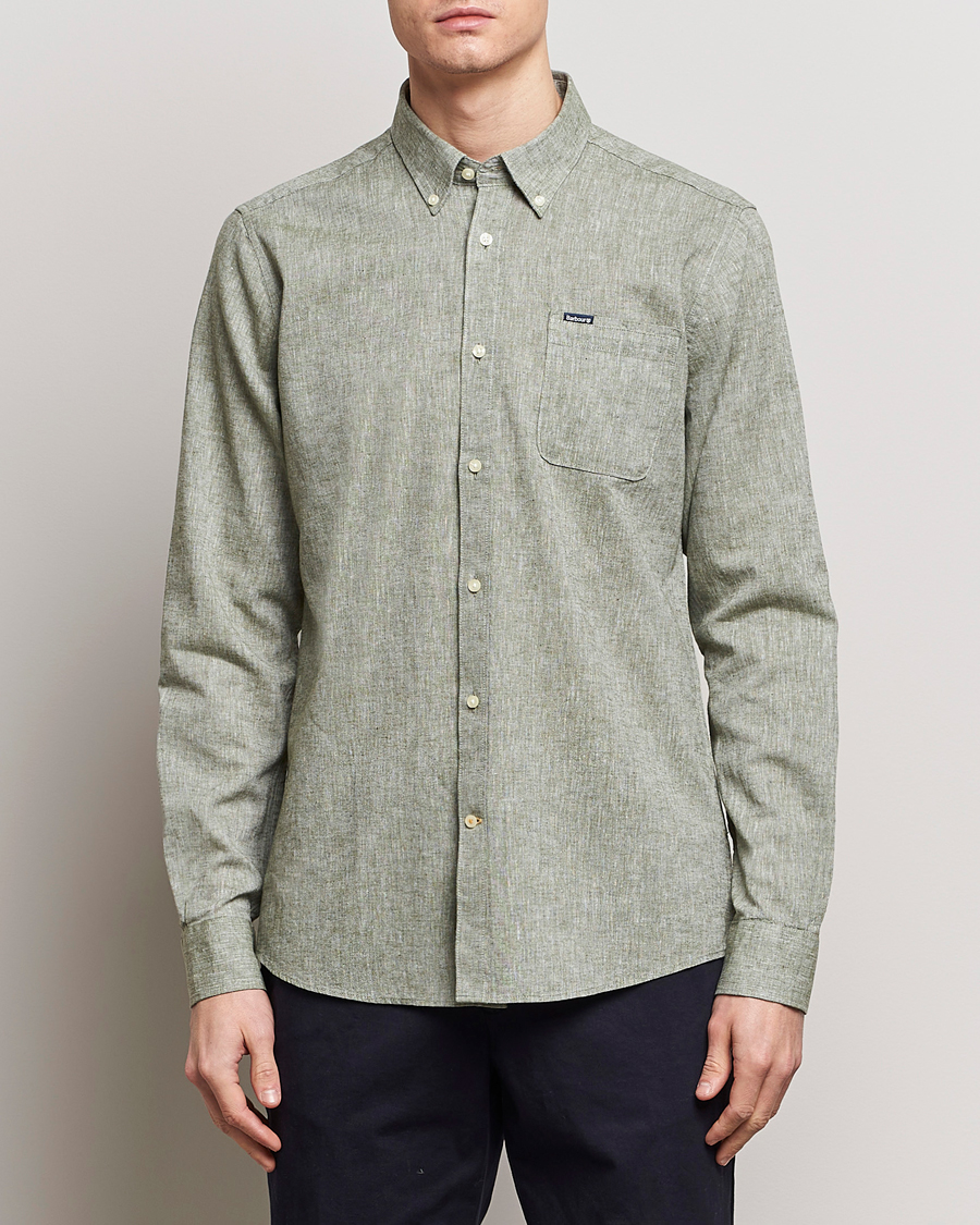 Herre | The linen lifestyle | Barbour Lifestyle | Nelson Linen/Cotton Button Down Shirt Bleached Olive