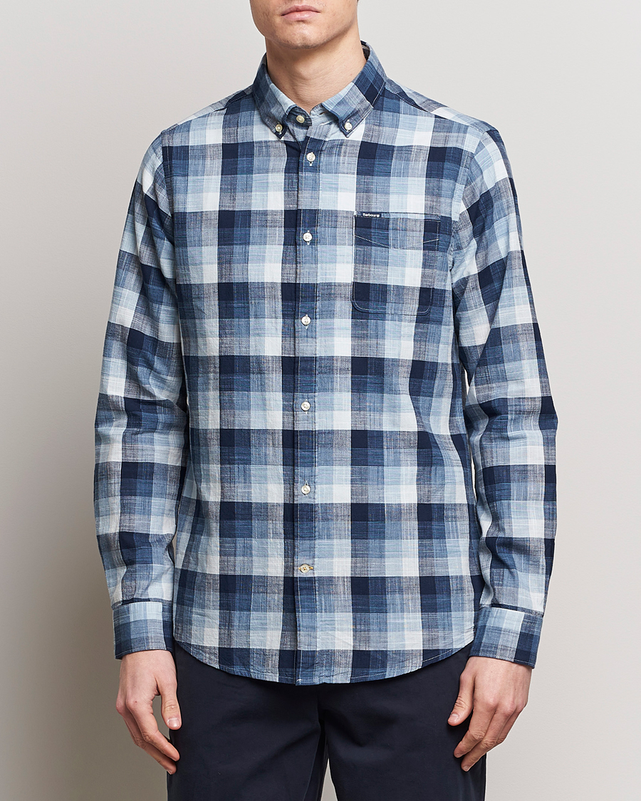 Herre | Skjorter | Barbour Lifestyle | Hillroad Tailored Checked Cotton Shirt Navy