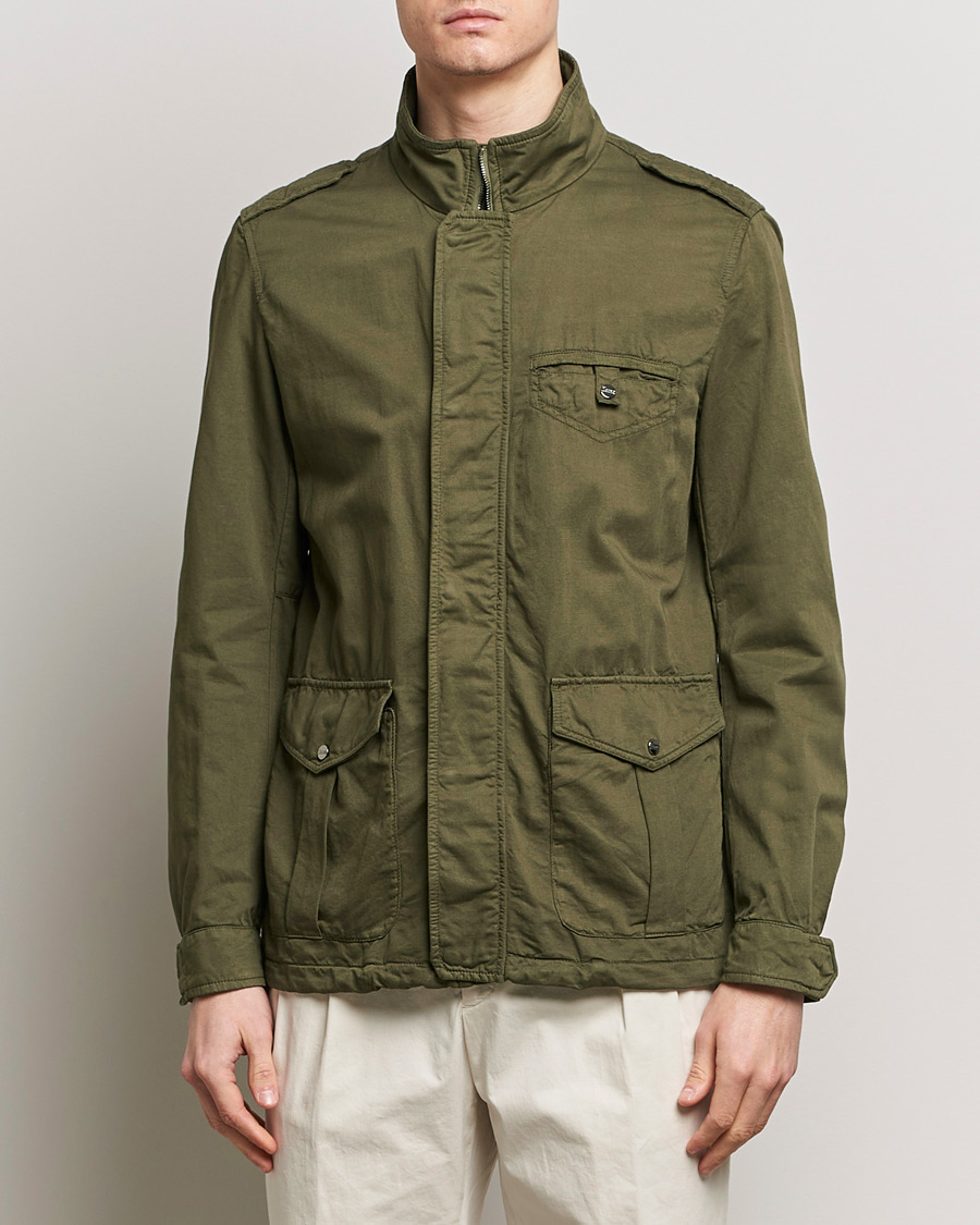 Herre | Forårsjakker | Herno | Washed Cotton/Linen Field Jacket Military