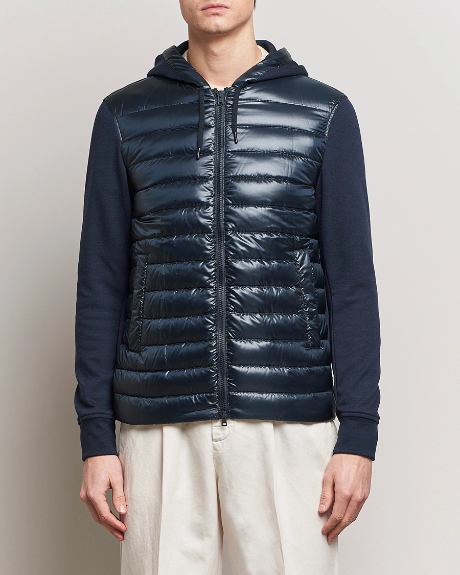 Herre | Tøj | Herno | Hybrid Hooded Zip Jacket Navy
