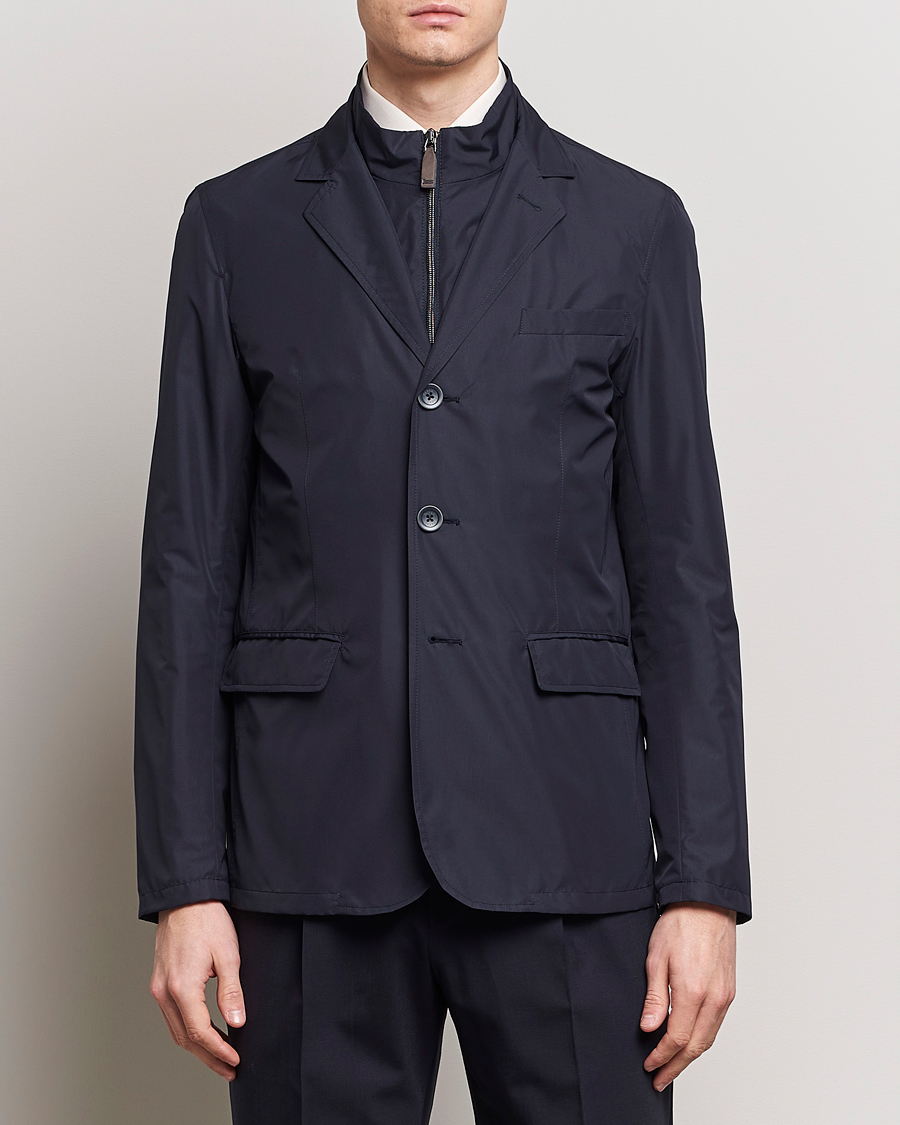 Herre | Italian Department | Herno | Lightweight Zip Blazer Navy