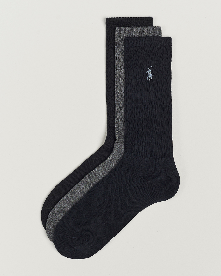 Herre | Undertøj | Polo Ralph Lauren | 3-Pack Crew Sock Navy/Charcoal/Black