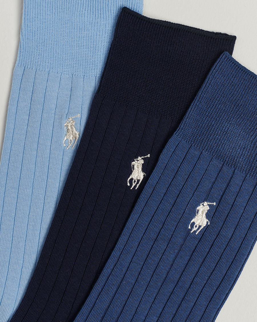 Herre |  | Polo Ralph Lauren | 3-Pack Egyptian Rib Crew Sock Blue Combo