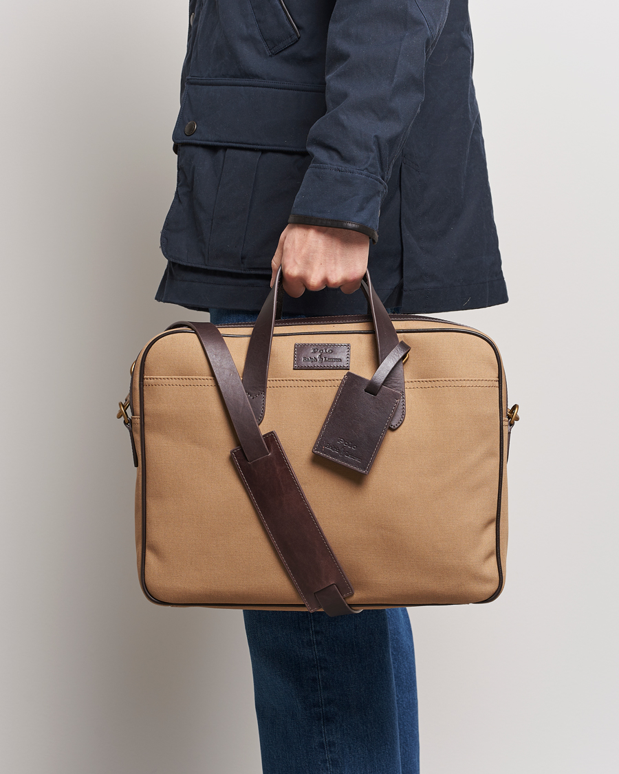 Herre |  | Polo Ralph Lauren | Canvas/Leather Computer Bag Tan