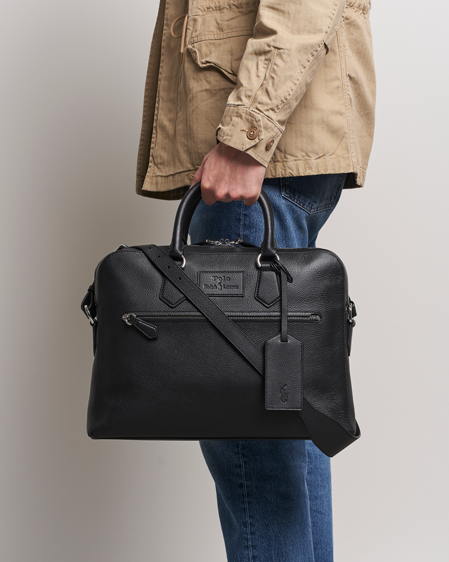 Herre | Computertasker | Polo Ralph Lauren | Pebbled Leather Commuter Bag Black
