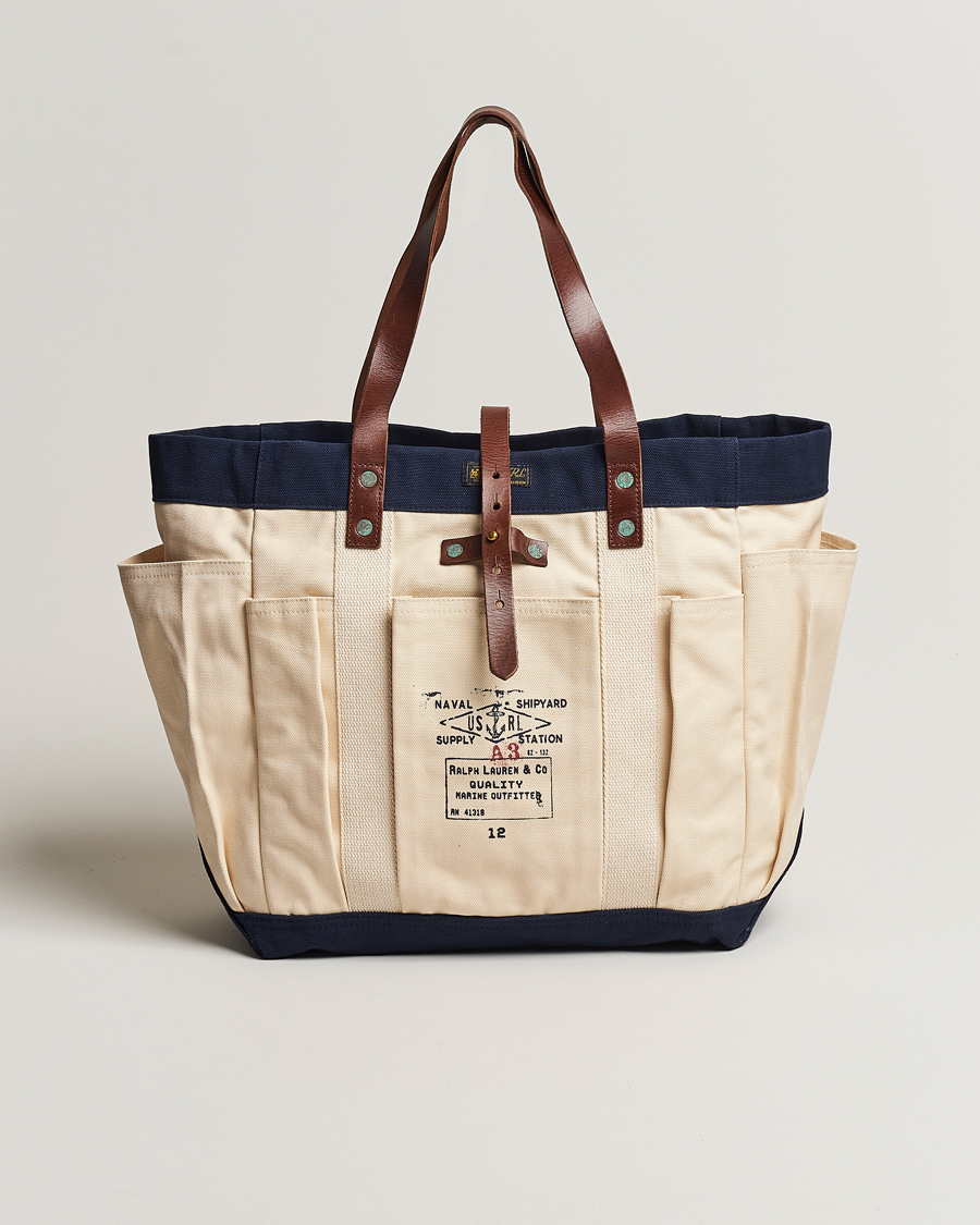 Herre | Polo Ralph Lauren Canvas Totebag Cream/Aviator Navy | Polo Ralph Lauren | Canvas Totebag Cream/Aviator Navy