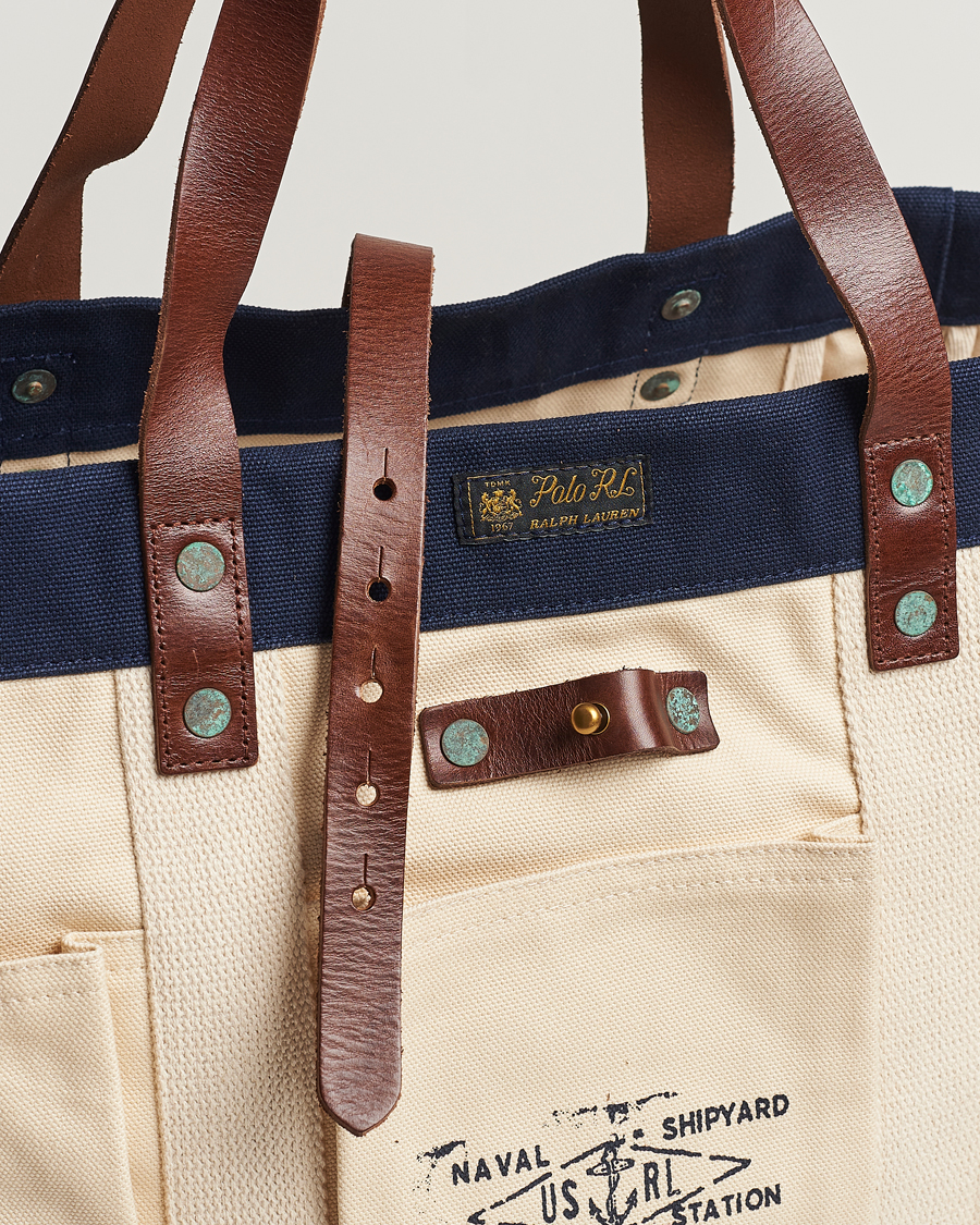 Herre | Polo Ralph Lauren Canvas Totebag Cream/Aviator Navy | Polo Ralph Lauren | Canvas Totebag Cream/Aviator Navy