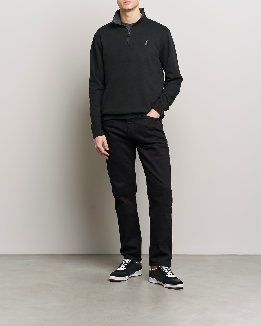 Herre | Trøjer | Polo Ralph Lauren | Double Knit Half-Zip Sweater Polo Black