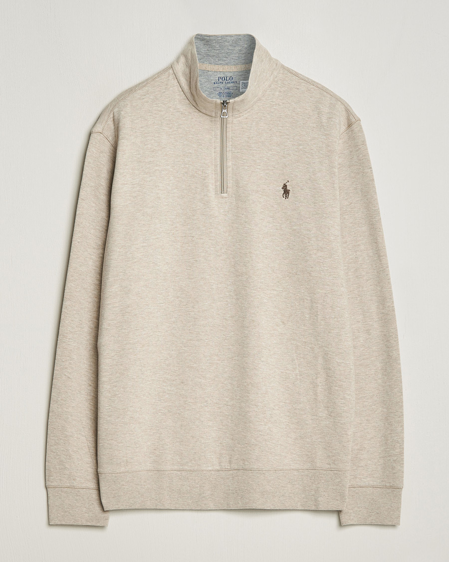 Herre |  | Polo Ralph Lauren | Double Knit Half-Zip Sweater Tuscan Beige Heather