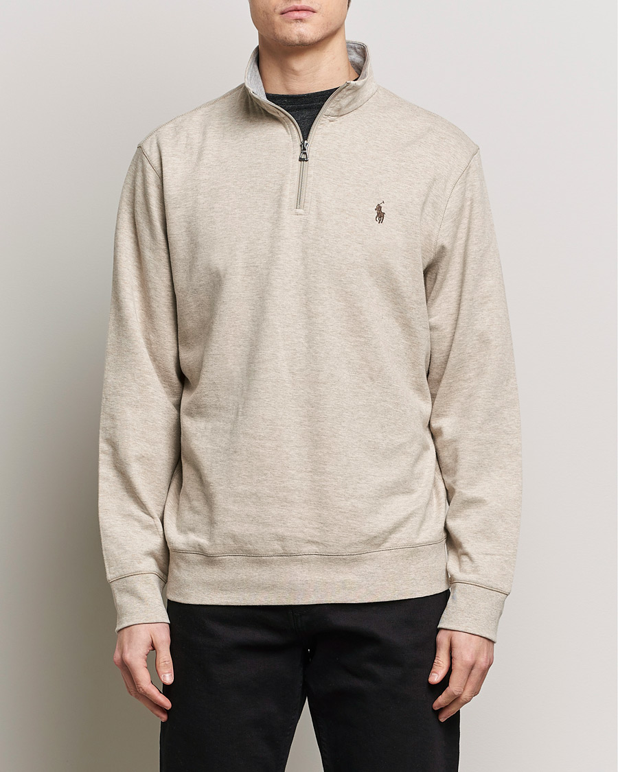 Herre | Trøjer | Polo Ralph Lauren | Double Knit Half-Zip Sweater Tuscan Beige Heather