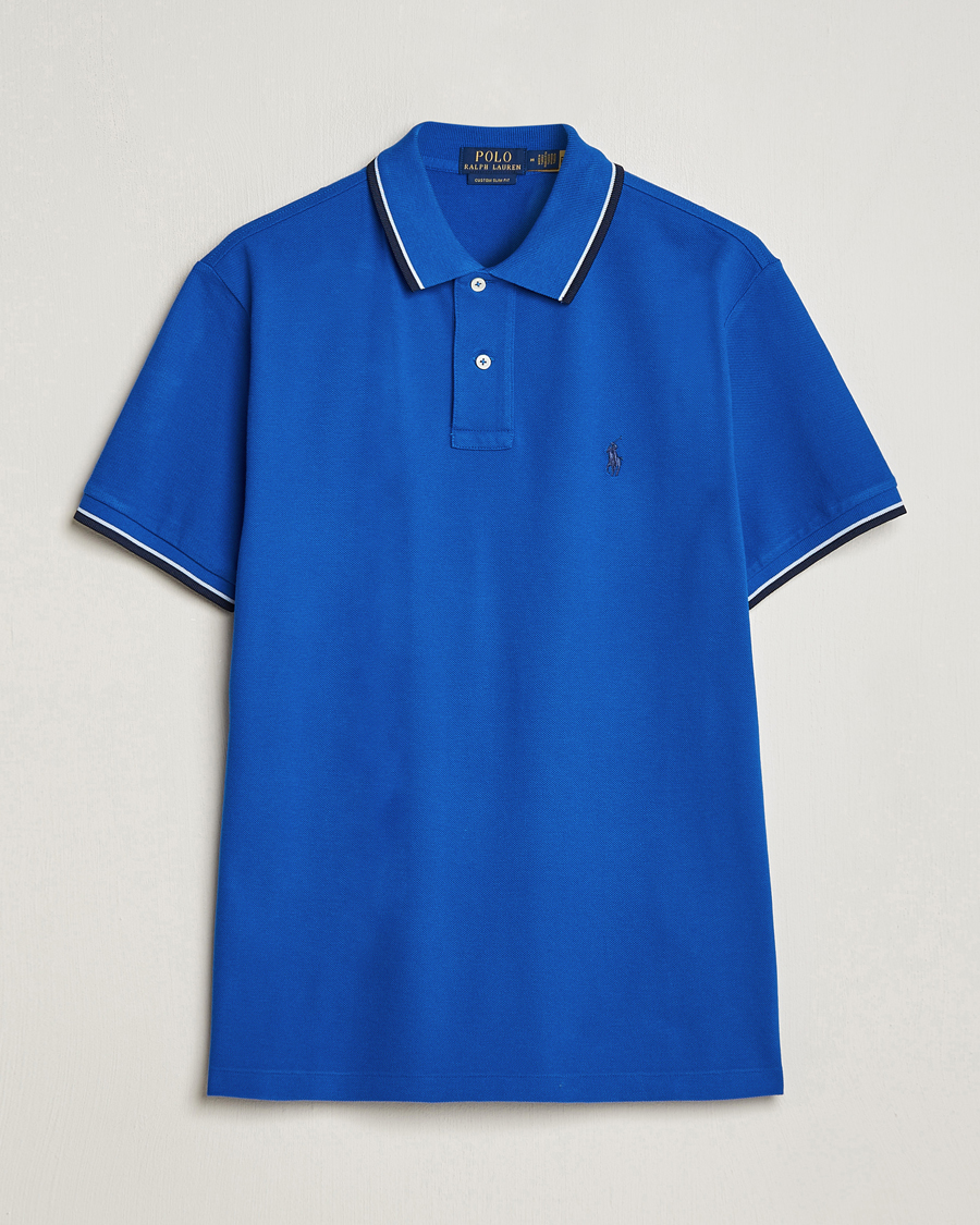 Herre | Polotrøjer | Polo Ralph Lauren | Custom Slim Fit Tipped Polo Heritage Blue