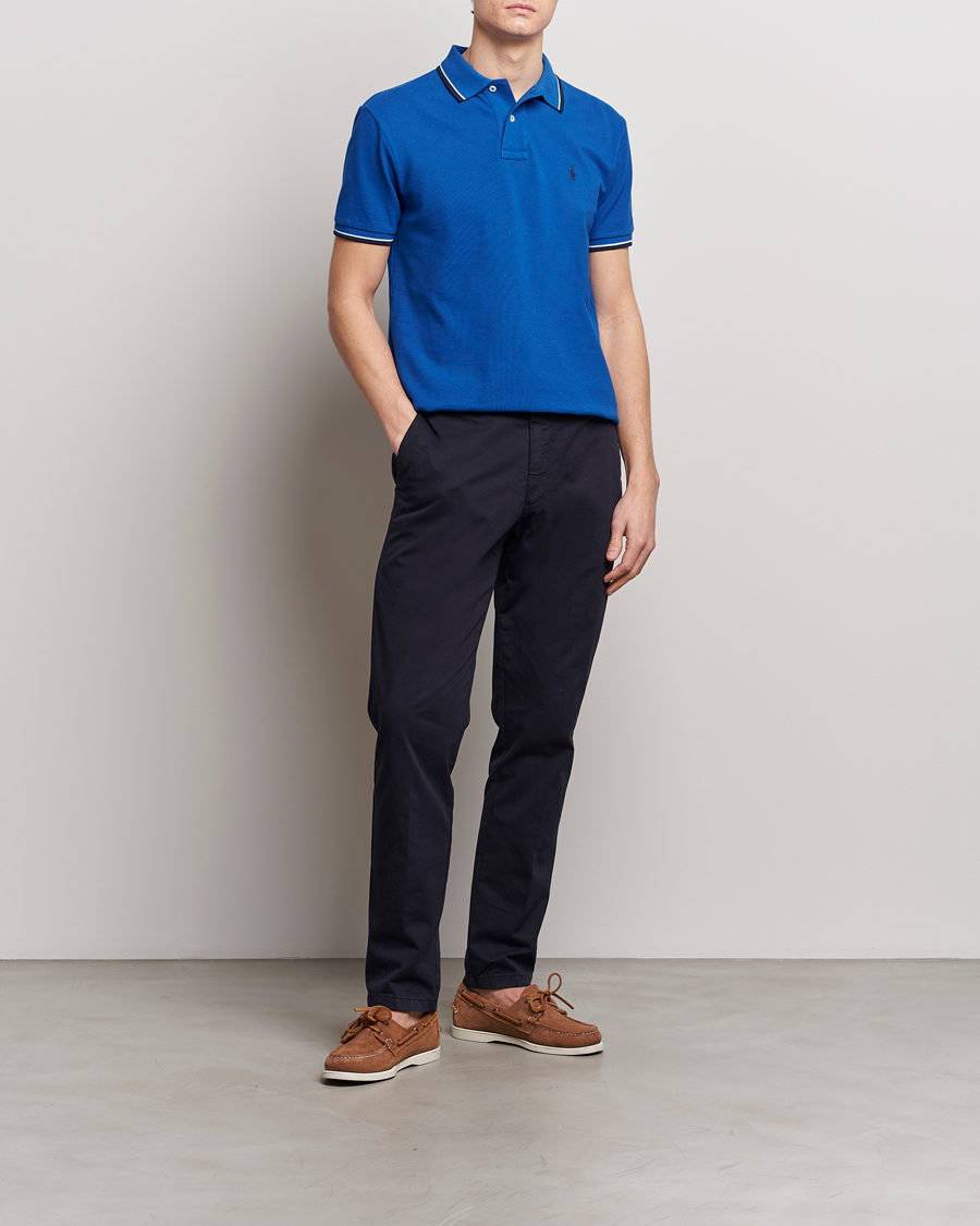 Herre | Polotrøjer | Polo Ralph Lauren | Custom Slim Fit Tipped Polo Heritage Blue