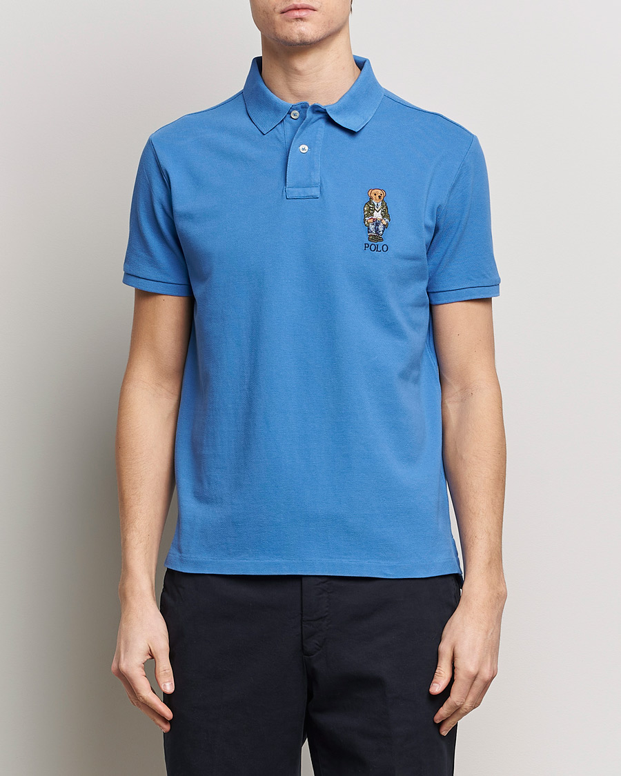Herre | Polotrøjer | Polo Ralph Lauren | Custom Slim Fit Heritage Bear Polo New England Blue